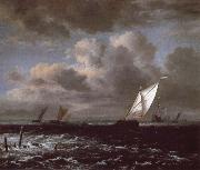 Jacob van Ruisdael Sailing vessels in a Fresh Breeze Sweden oil painting artist